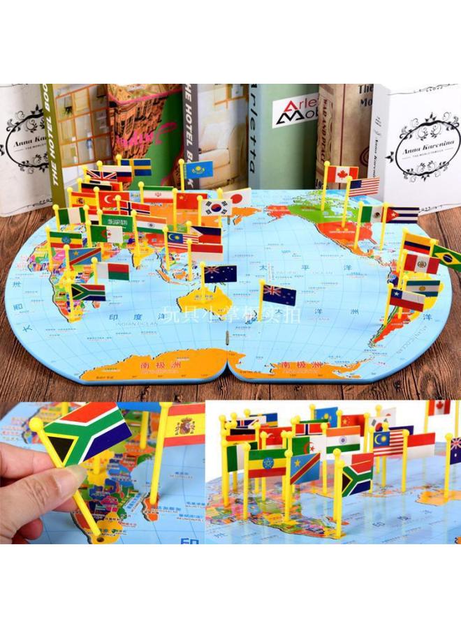 World Map Jigsaw Puzzle With National Flag Montessori Early Childhood Development Children's Intelligence Toys 4-6-7-9 Years Old Boys And Girls-Color:SBB Medium World Map With 30 Flags In Color Box - Image 3